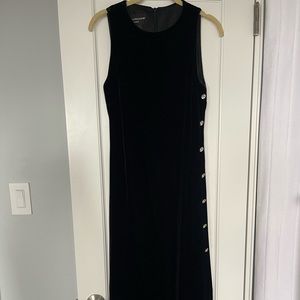Black velvet slit dress